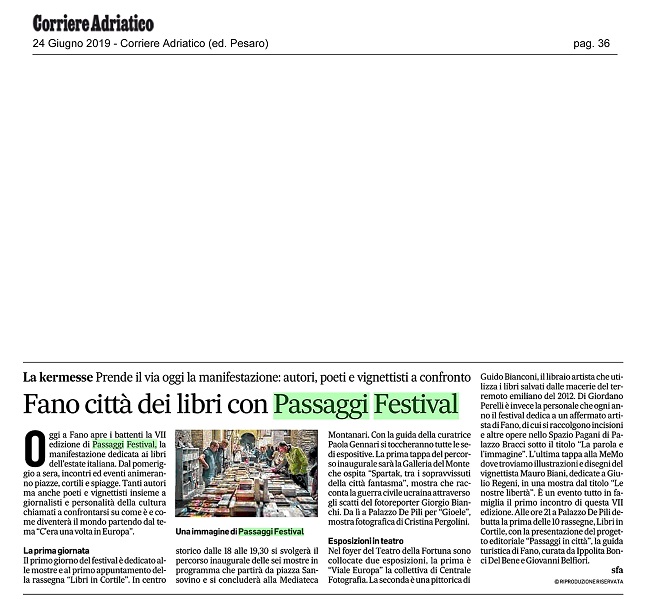 Corriere Adriatico / Fano città dei libri con Passaggi Festival