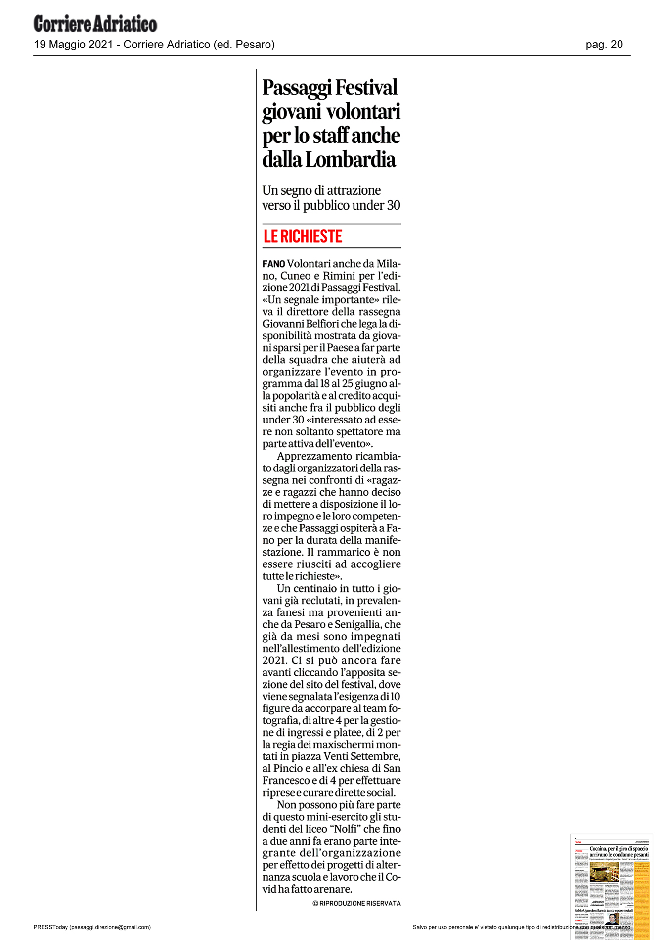Corriere_Adriatico_passaggi_festival_giovani_volontari_per_lo_staff_amche_dalla_lombardia